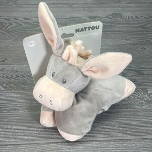 Nattou Cappuccino The Donkey Beanie Plush Animal Lovey Floppy Gray Neutral NEW